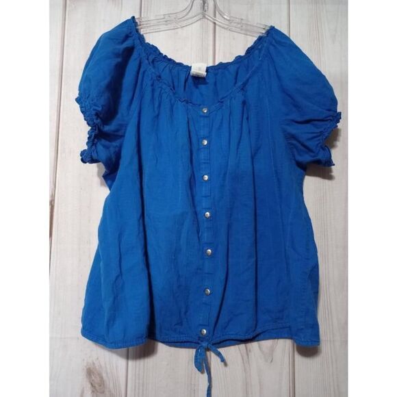 Just My Size‎ Shirt Ladies 2x Blue Short Sleeve Light Weight - Picture 1 of 7